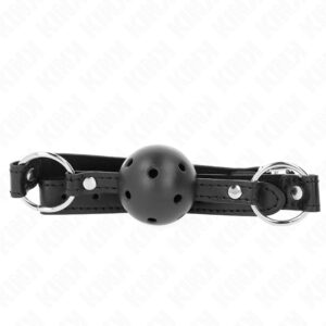 Ball Gag Negru cu Bilă Respirabilă, 4.5 cm - Kink
