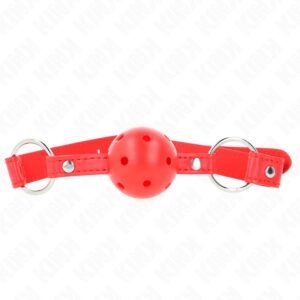 Ball Gag Roșu cu Bilă Respirabilă, 4 cm - Kink