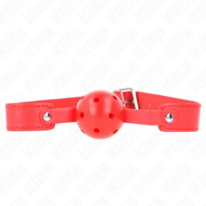 Ball Gag Roșu cu Bilă Respirabilă, 4.5 cm - Kink