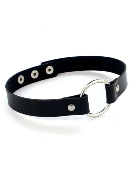 Ecological leather choker with ring