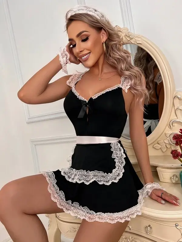 Sexy maid costume 4 pieces