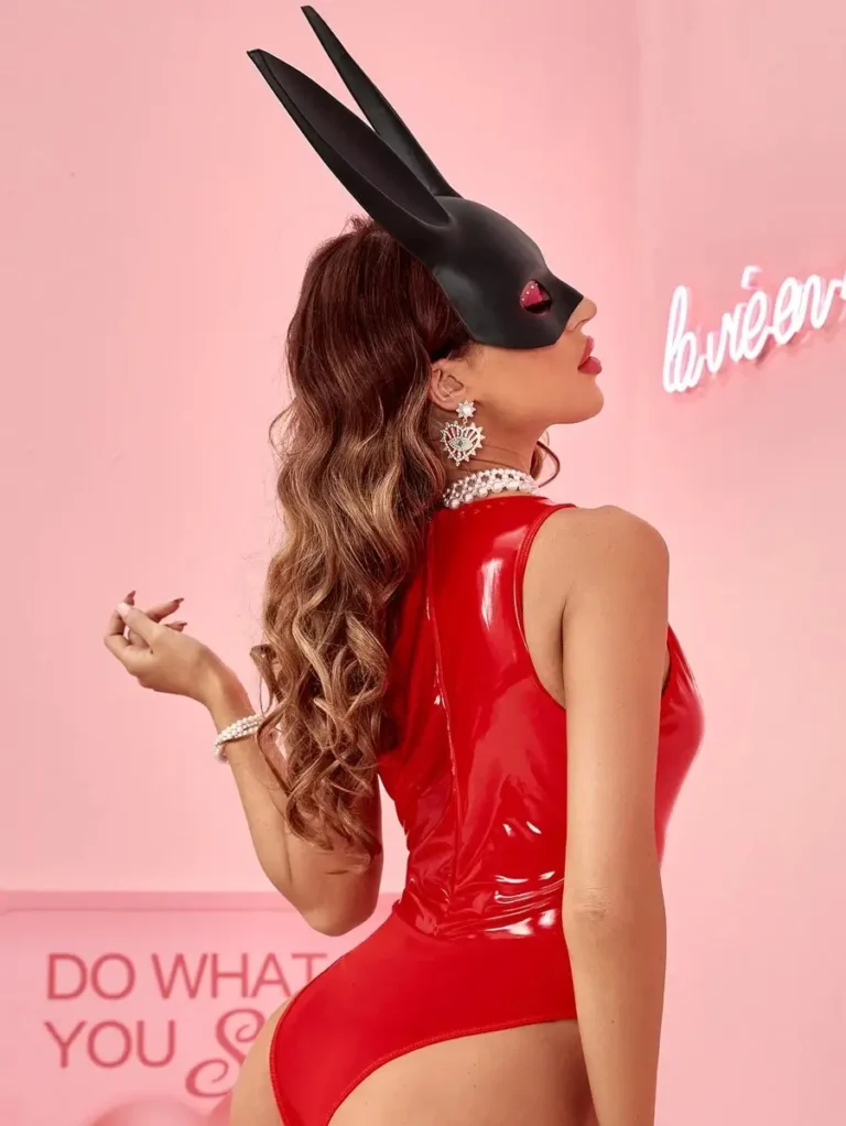 Sexy red costume with bunny mask