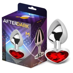 Heart Anal Plug Metalic cu Diamant Roșu Rubin, M