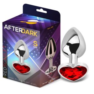 Heart Anal Plug Metalic cu Diamant Roșu Rubin, S