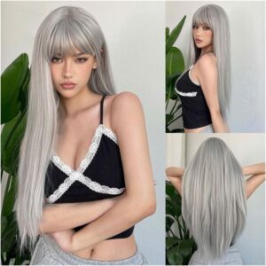 Perucă păr sintetic blond platinat - Laura
