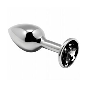 Plug Anal Metalic cu Diamant Negru, S