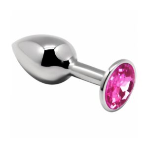 Plug Anal Metalic cu Diamant Roz, S
