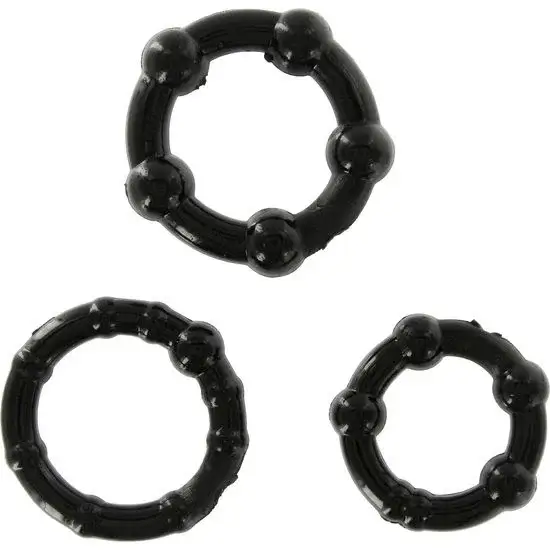 Set of 3 penis rings - Stay Hard Black