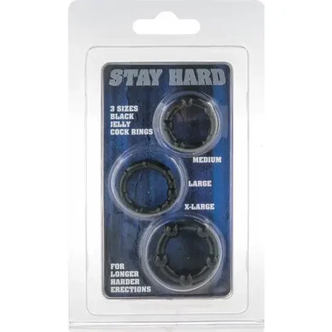 Set 3 inele pentru penis – Stay Hard Black