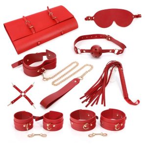 Set BDSM 7 piese roșu cu geantă depozitare