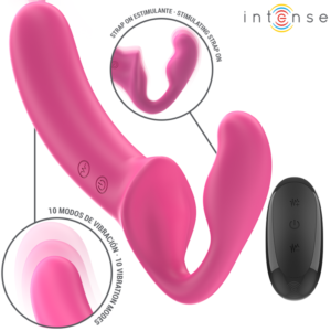 Strapless Strap-on – Vibrator Dublu Roz 20 cm