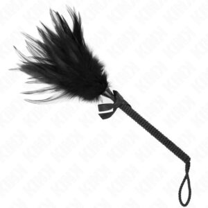 Tickler cu Pene Negre pentru Jocuri Erotice, 35 cm