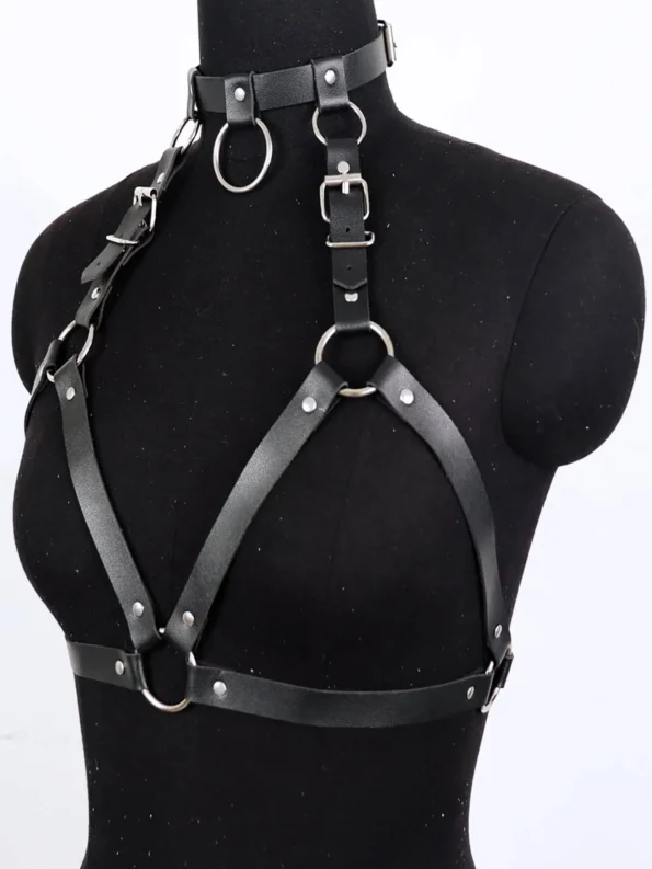 Top bondage harness PU leather with choker