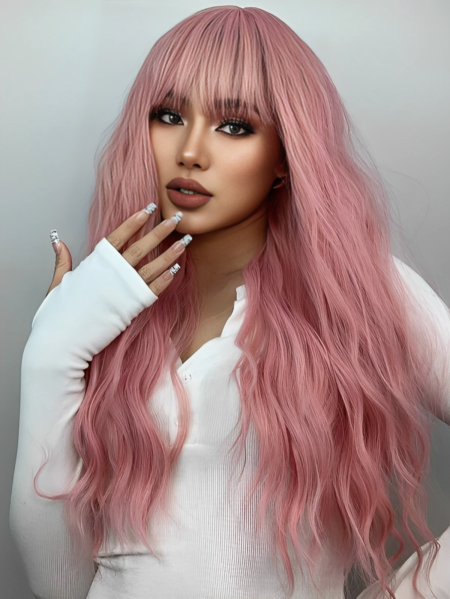 Pink synthetic hair wig - Delia - netu.ro sex shop product